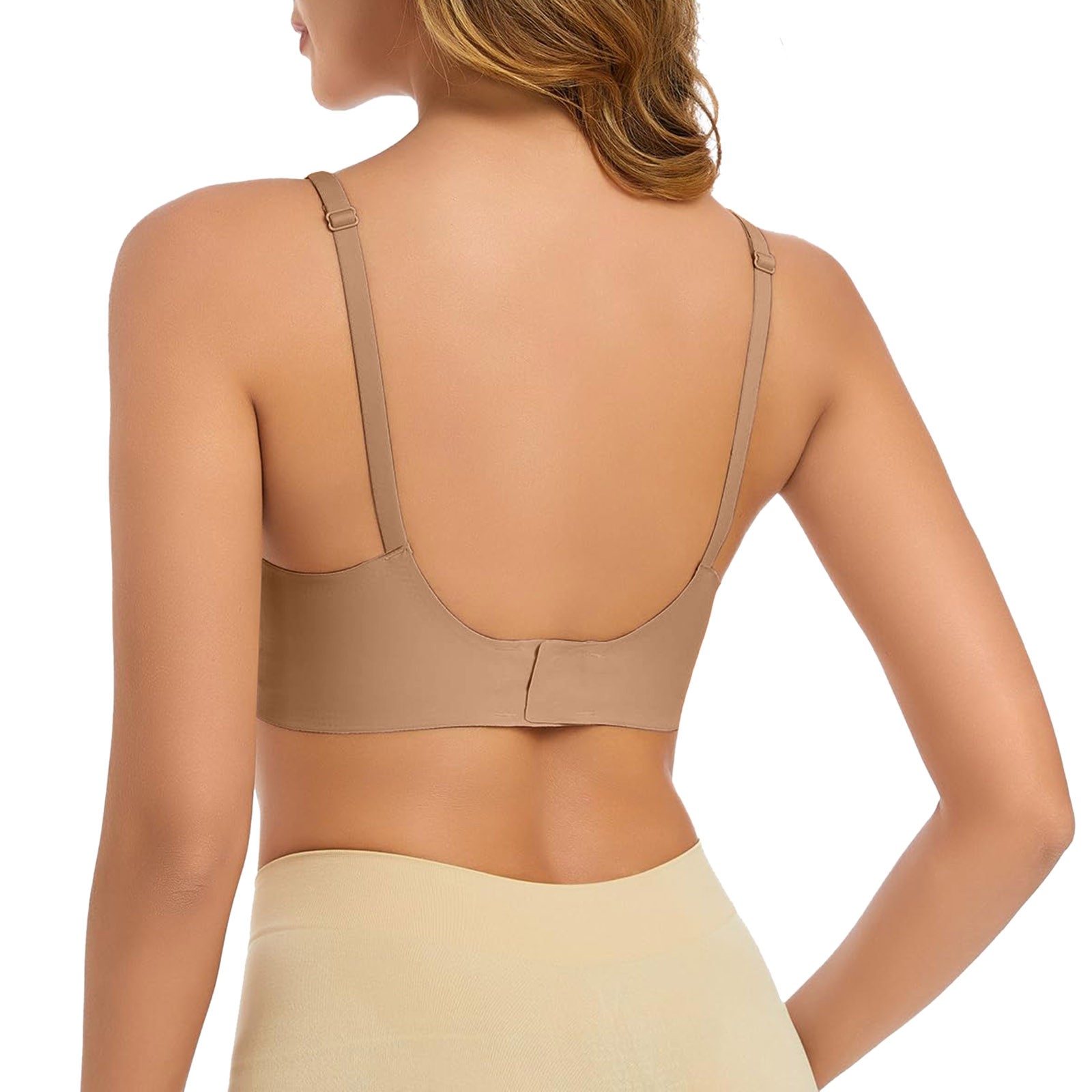 thumbnail image 4 of Sujetador push up sin aros con cuello en V para mujer: sin costuras, relleno extraíble, nailon/spandex, para uso diario/deportivo - S-XXL, 4 of 8